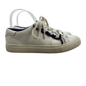Tory Burch Sport Womens 8.5 Sneakers White Leather Ruffle Casual Shoes 36558
